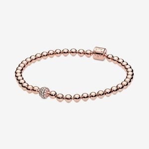 PANDORA brand new Rose Gold plated Beads & Pavé Bracelet